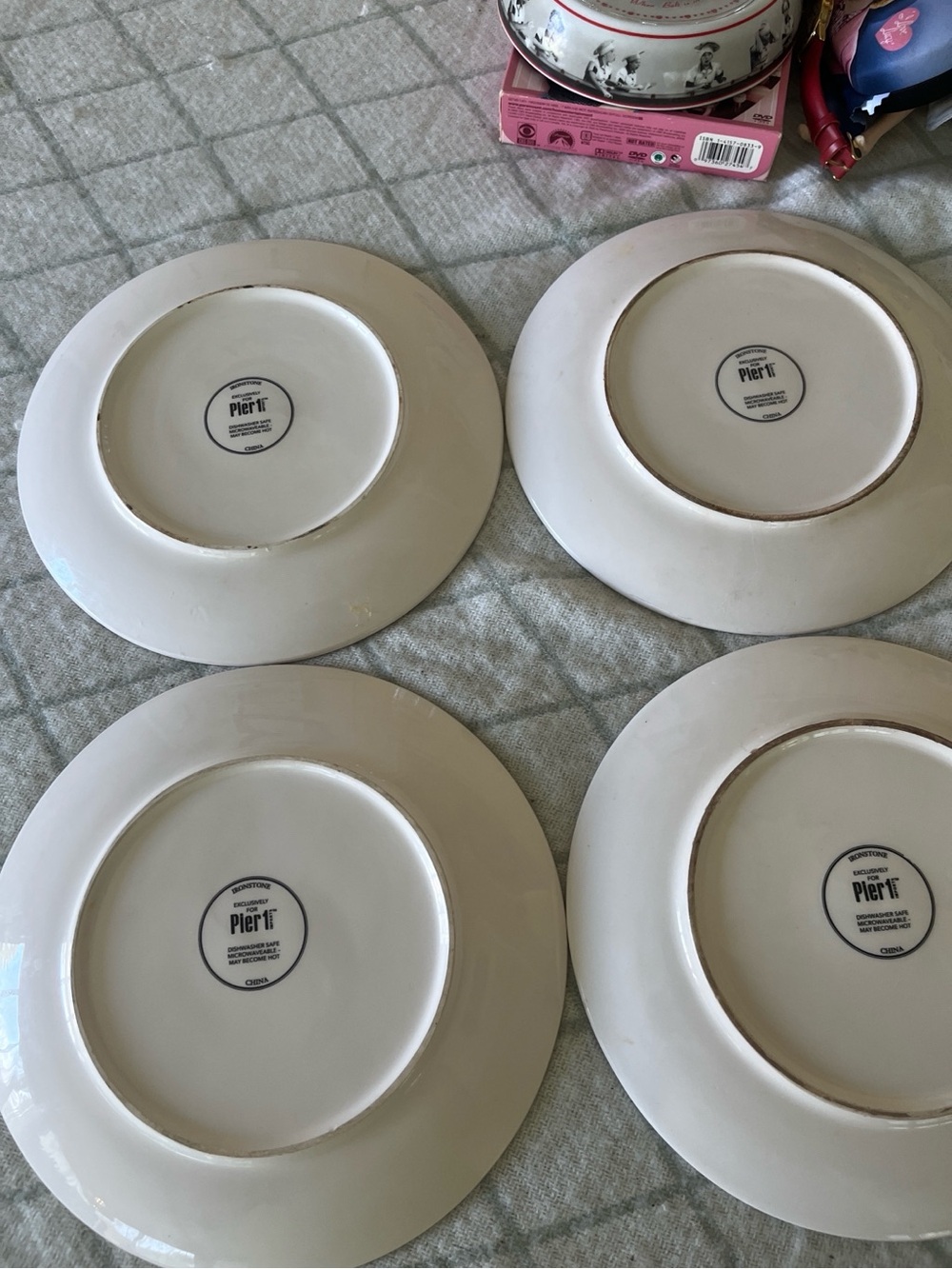 Pier 1 Fox and Deer Stoneware Plates in Cream, Brown, Red - Picture 2 of 2